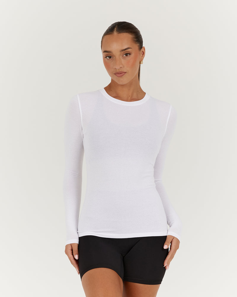 MYLA FITTED LONG SLEEVE - WHITE