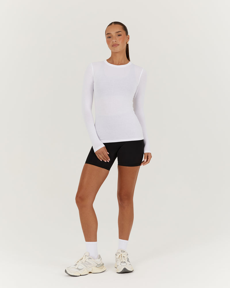 MYLA FITTED LONG SLEEVE - WHITE