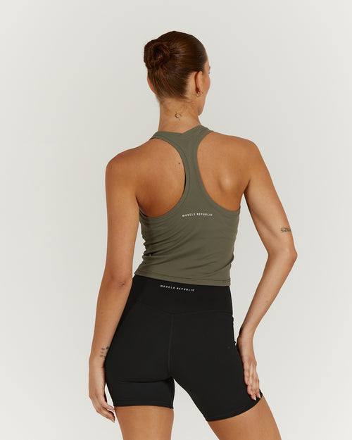 LUXE MIDRIFF TANK - OLIVE GREEN
