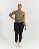 LUXE TIE BACK TANK - KHAKI