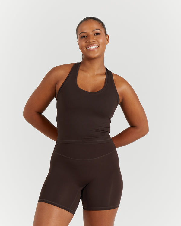 LUXE MIDRIFF TANK - DEEP BROWN