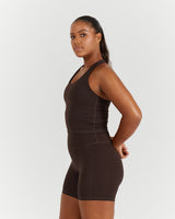LUXE MIDRIFF TANK - DEEP BROWN