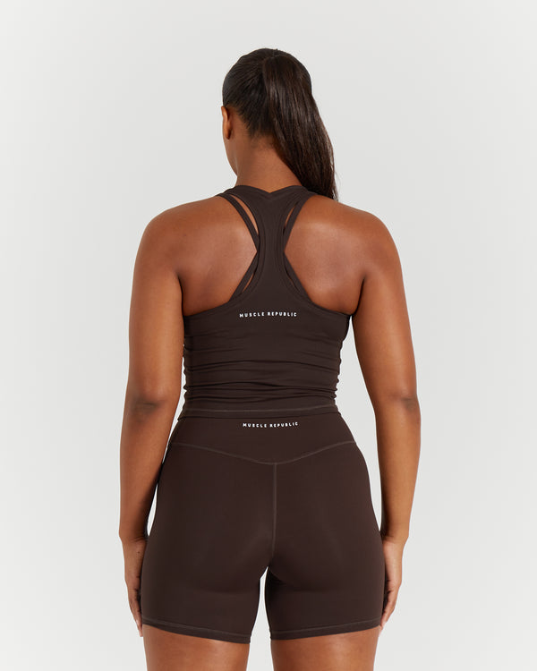 LUXE MIDRIFF TANK - DEEP BROWN