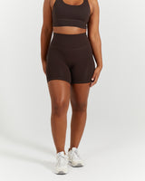 LUXE BIKER SHORTS V2 - DEEP BROWN