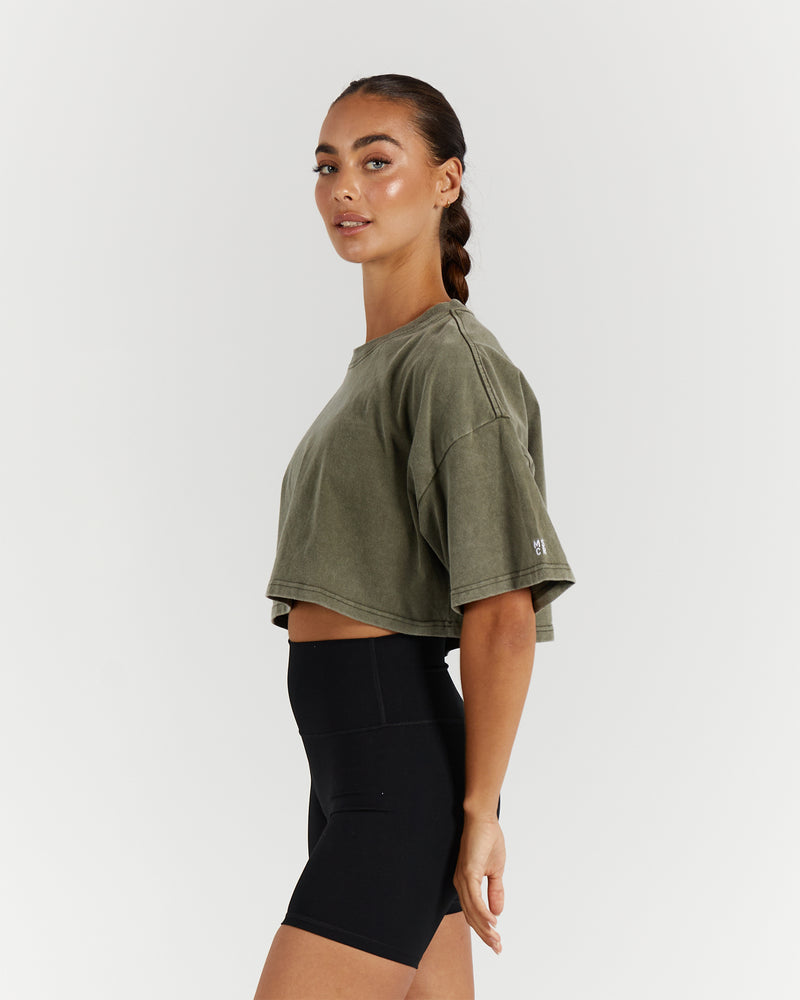 BOYFRIEND CROP - WASHED KHAKI – MUSCLE REPUBLIC