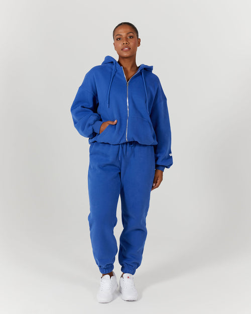 OVERSIZED ZIP UP HOODIE - ROYAL BLUE