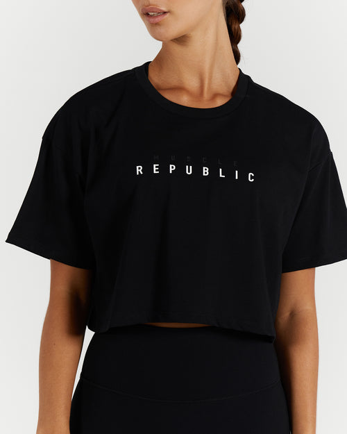 LOOSE CROP TEE - BLACK