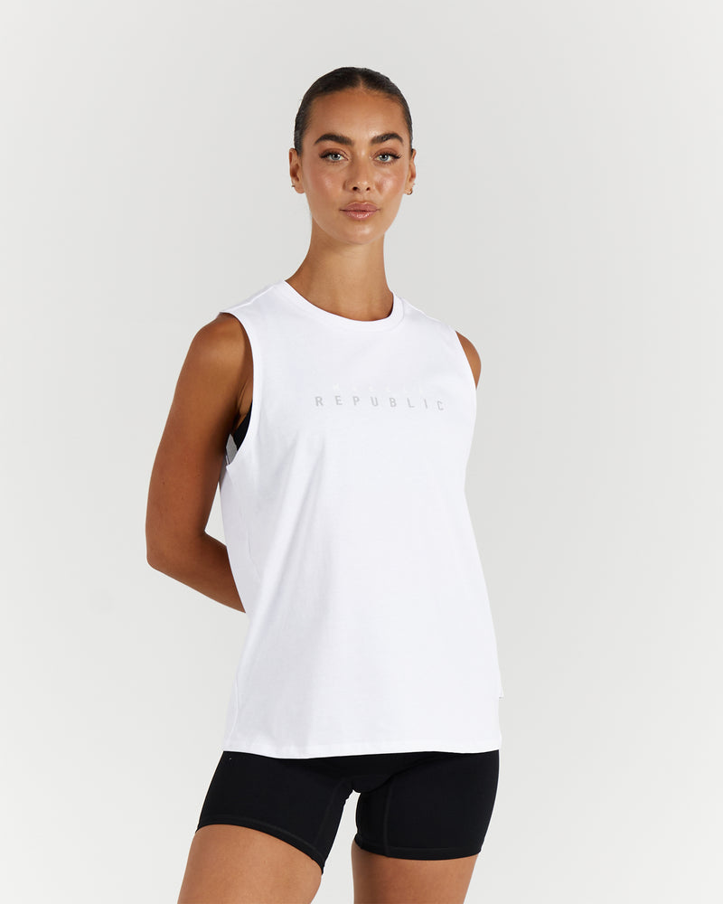 LOOSE TANK WHITE – MUSCLE REPUBLIC - Main Image