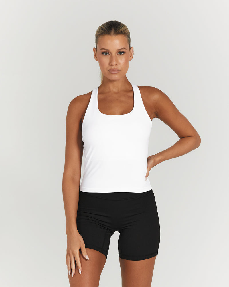 MOTION RACER BACK TOP - WHITE – MUSCLE REPUBLIC