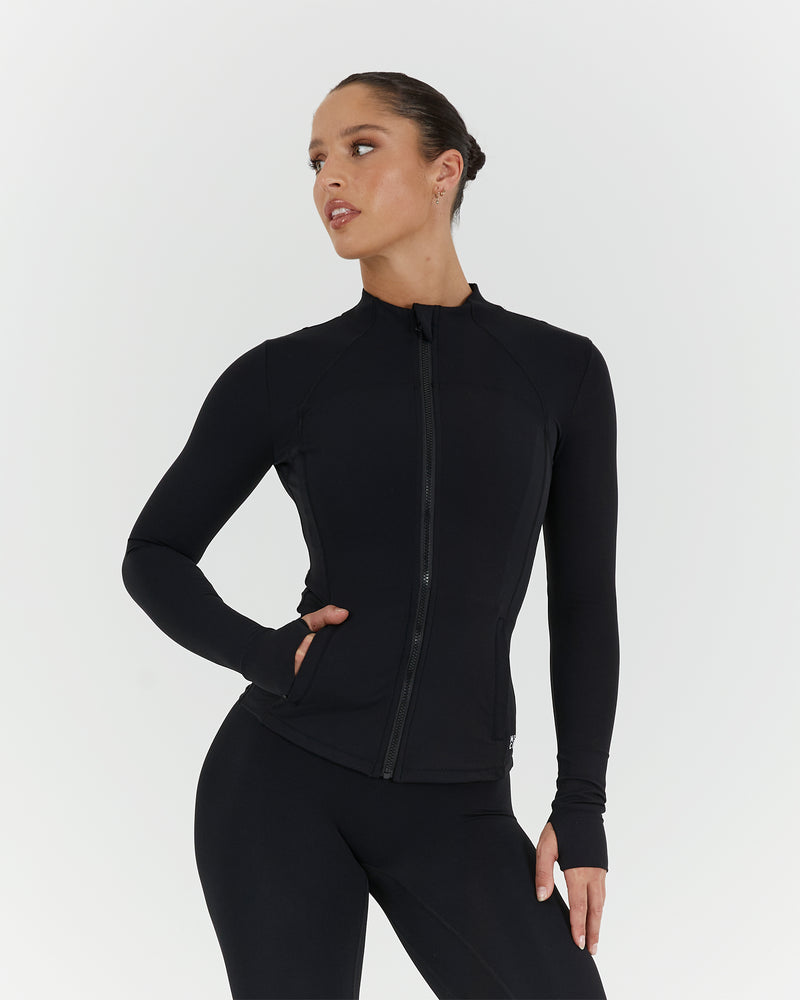 SCULPT ZIP UP JACKET - BLACK – MUSCLE REPUBLIC