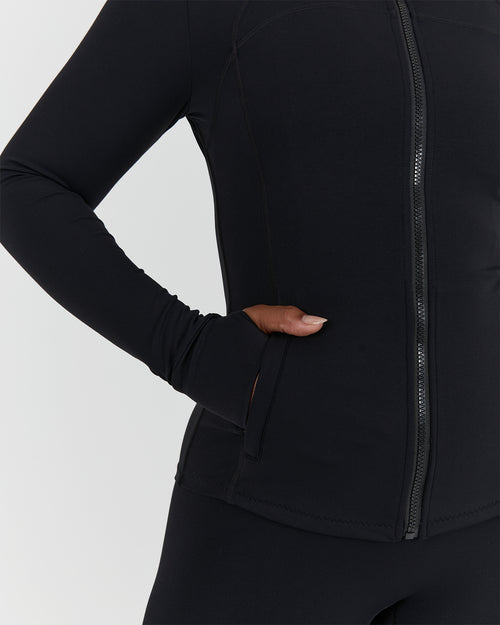 SCULPT ZIP UP JACKET - BLACK