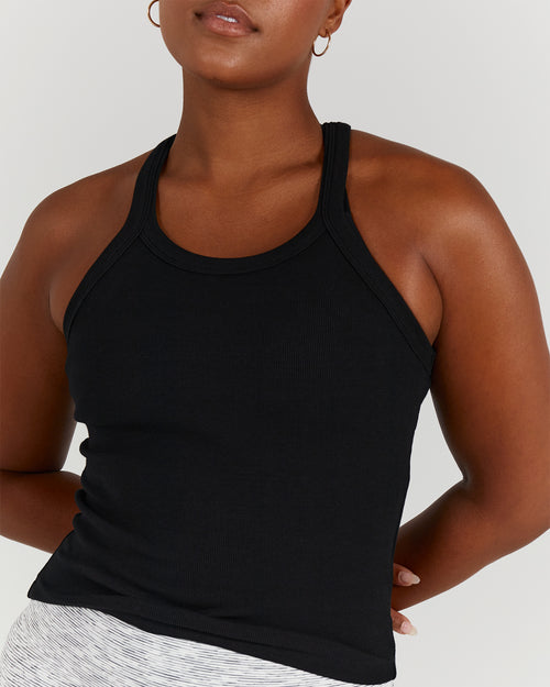 AGILITY RIBBED TANK TOP - BLACK