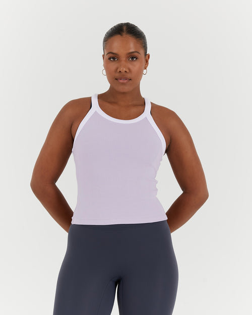 AGILITY RIBBED TANK TOP - PURPLE WHITE