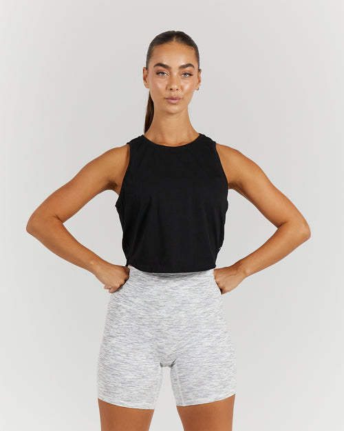 RHEA ROUCHED CROP TOP - BLACK