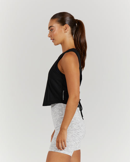 RHEA ROUCHED CROP TOP - BLACK