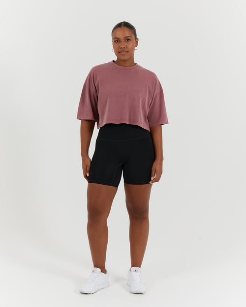 ESSENTIALS CROPPED TEE - FADED BERRY