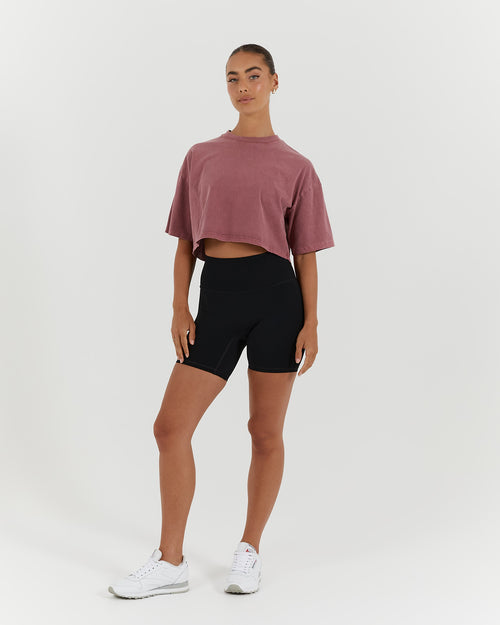 ESSENTIALS CROPPED TEE - FADED BERRY