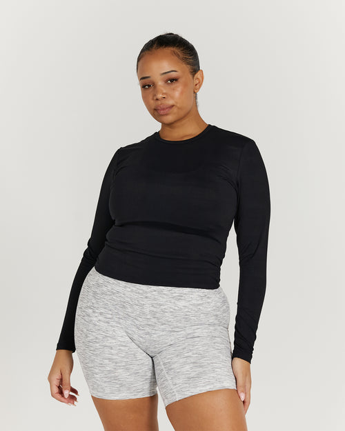 ATHLEISURE LONG SLEEVE TOP - BLACK