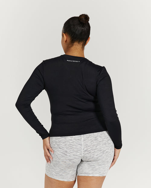 ATHLEISURE LONG SLEEVE TOP - BLACK