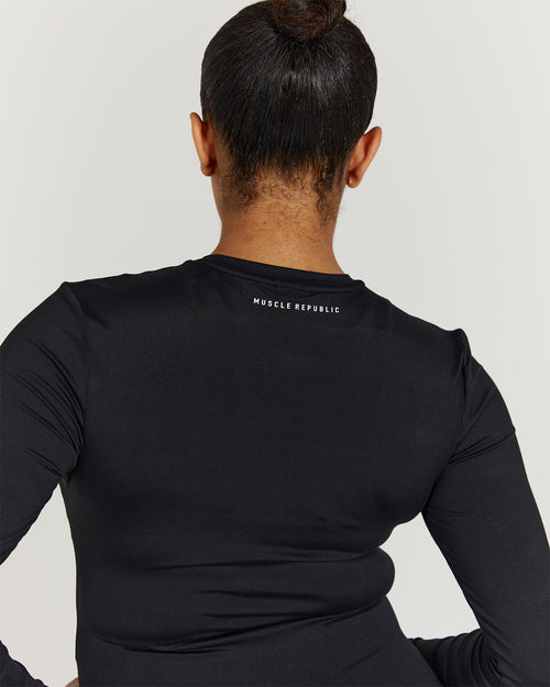 ATHLEISURE LONG SLEEVE TOP - BLACK