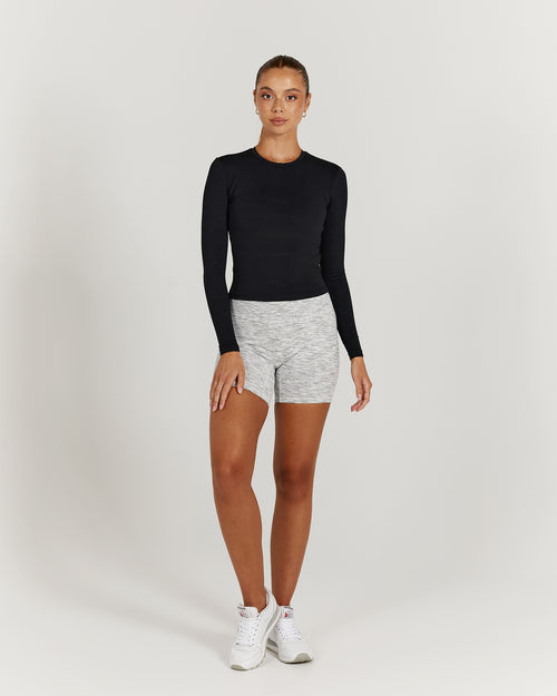 ATHLEISURE LONG SLEEVE TOP - BLACK