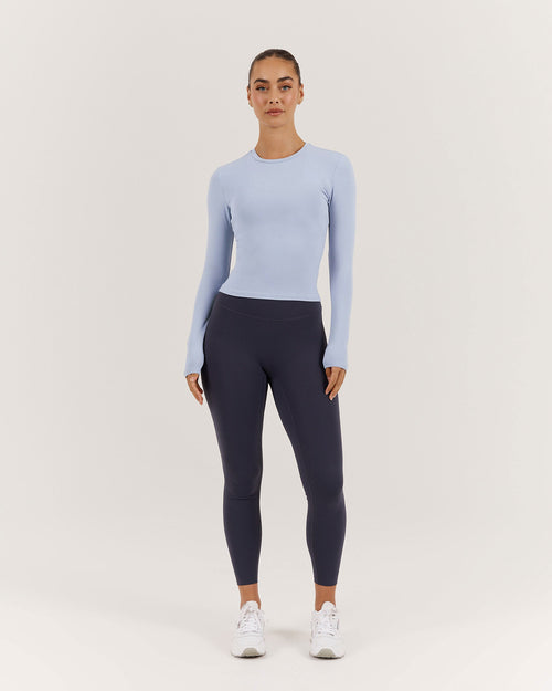 ATHLEISURE LONG SLEEVE TOP - POWDER BLUE