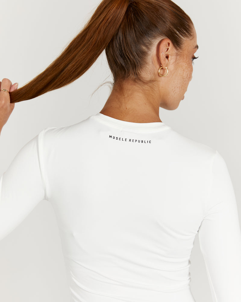 ATHLEISURE LONG SLEEVE TOP - OFF WHITE