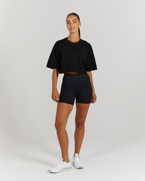 OVERSIZED CROP TEE - BLACK