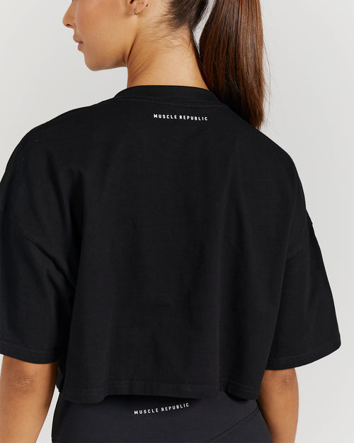 OVERSIZED CROP TEE - BLACK