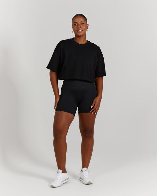 OVERSIZED CROP TEE - BLACK