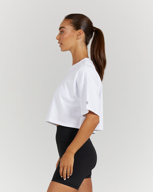 OVERSIZED CROP TEE - WHITE