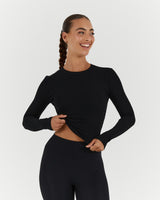 STANCE RIBBED LONG SLEEVE TOP - BLACK