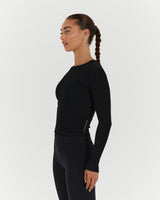 STANCE RIBBED LONG SLEEVE TOP - BLACK