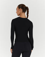 STANCE RIBBED LONG SLEEVE TOP - BLACK