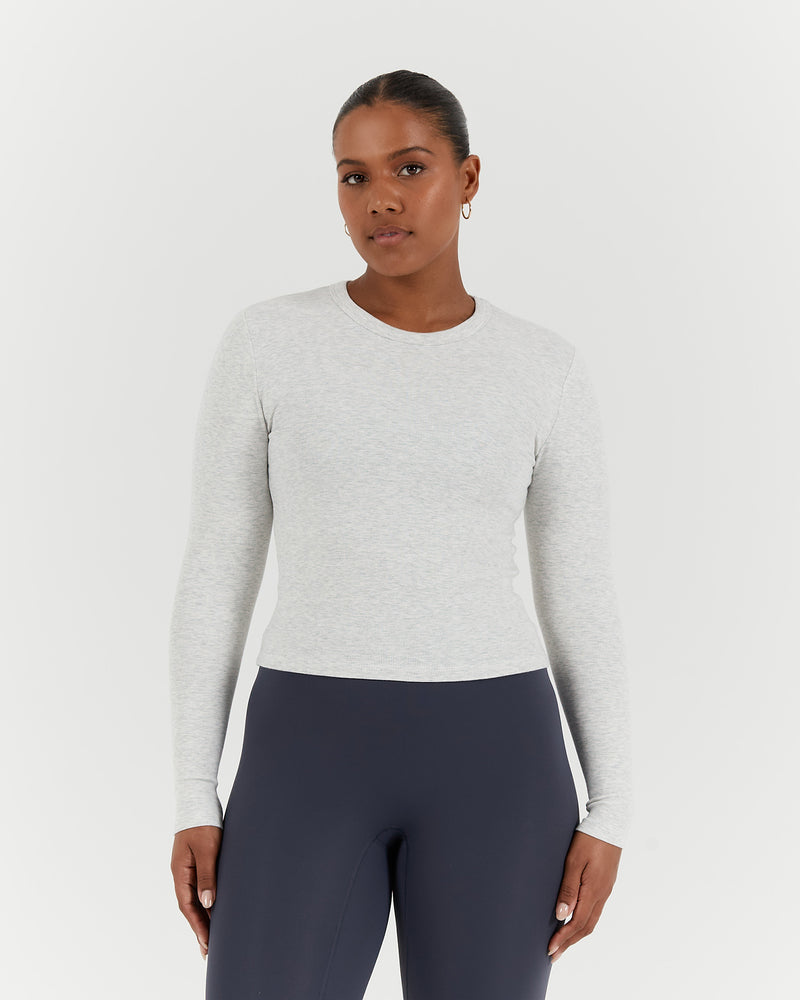 STANCE RIBBED LONG SLEEVE TOP - SNOW GREY