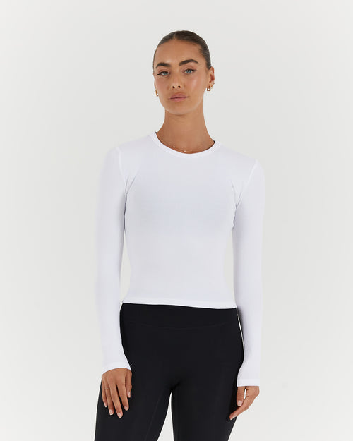 STANCE RIBBED LONG SLEEVE TOP - WHITE