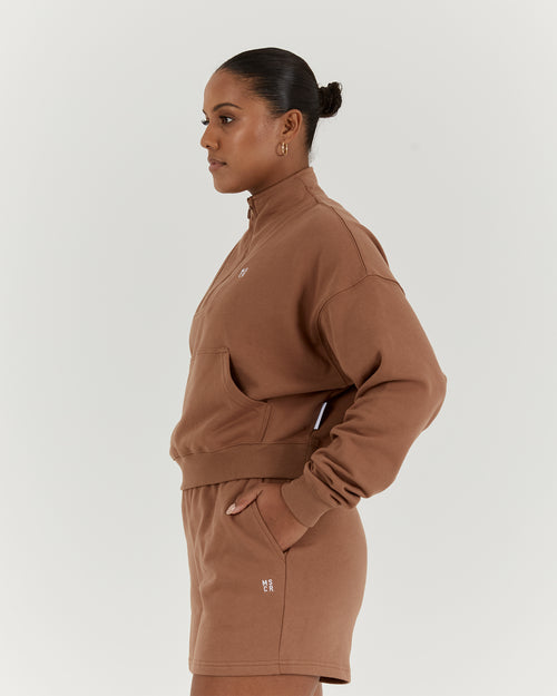 LEISURE 1/4 ZIP JUMPER - MOCHA