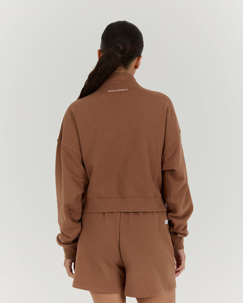 LEISURE 1/4 ZIP JUMPER - MOCHA