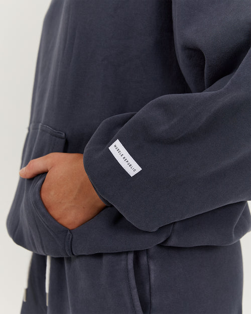 FADED OVERSIZED HOODIE - FADED SLATE