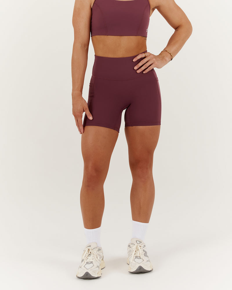 SCULPT POCKET BIKER SHORTS - MALBEC