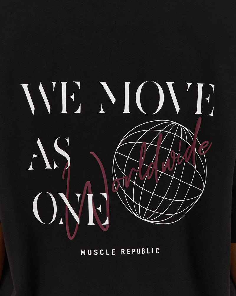 OVERSIZED WE MOVE AS ONE TEE - BLACK