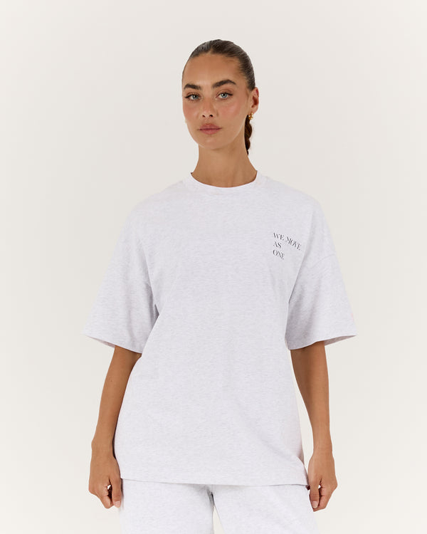 OVERSIZED WE MOVE AS ONE TEE - SNOW GREY