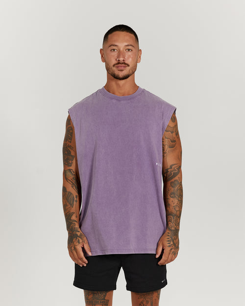 MENS OVERSIZED TANK - WASHED LILAC