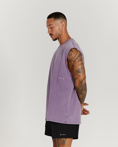 MENS OVERSIZED TANK - WASHED LILAC
