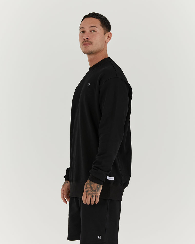 UNWIND CREW JUMPER - BLACK