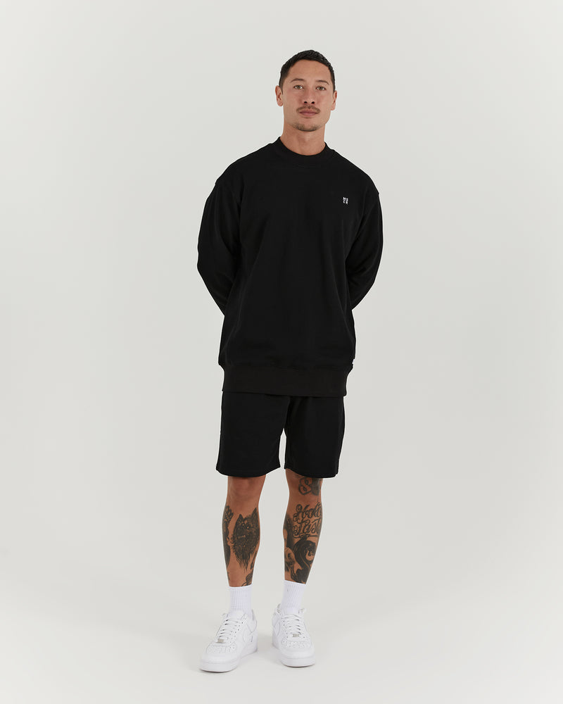 UNWIND CREW JUMPER - BLACK