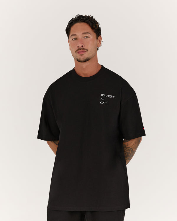 MENS OVERSIZED WE MOVE AS ONE TEE - BLACK