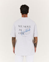 MENS OVERSIZED WE MOVE AS ONE TEE - SNOW GREY