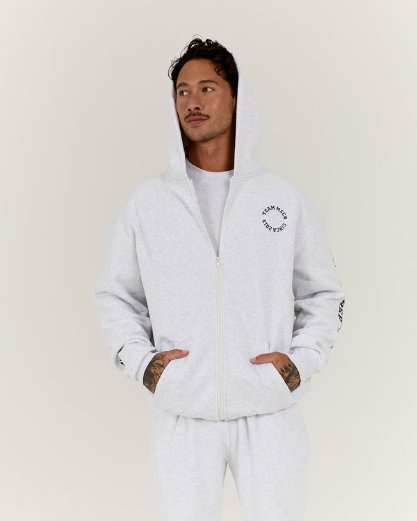 TEAM MSCR CLASSIC ZIP UP HOODIE - SNOW GREY