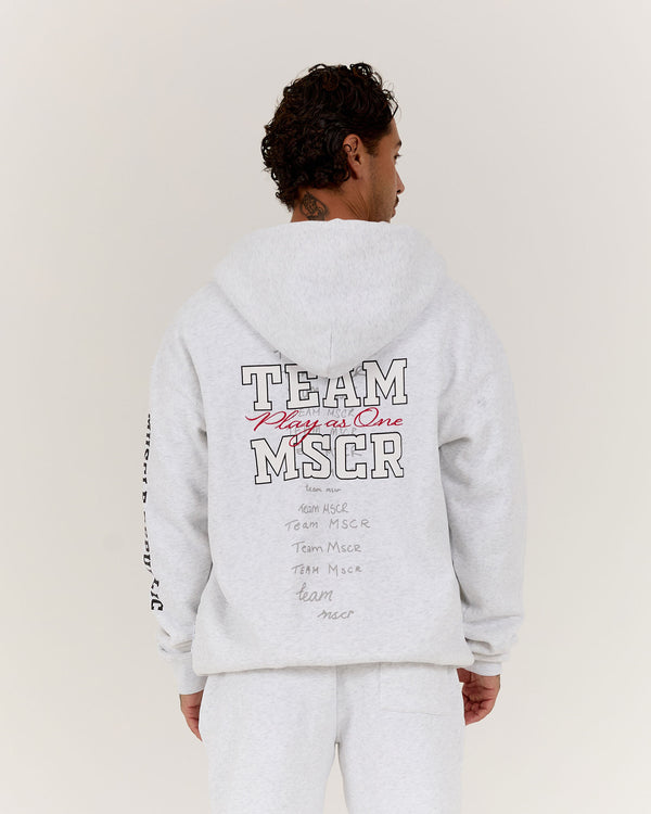 TEAM MSCR CLASSIC ZIP UP HOODIE - SNOW GREY